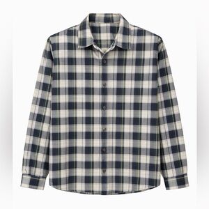 L.L. Bean Women's Plaid Button Down Shirt - Navy and Cream